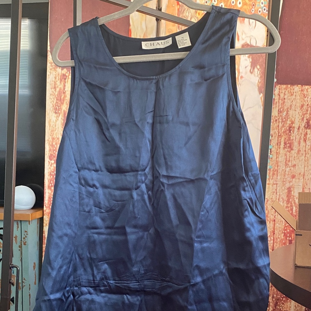 Chaus Navy Sleeveless Blouse